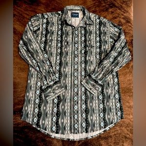 Wrangler Aztec Pearl Snap Button Down - Size L